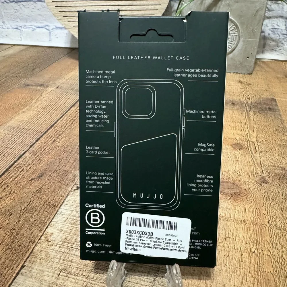 FULL LEATHER WALLET CASE FOR‎ IPHONE 15 PRO, Blue